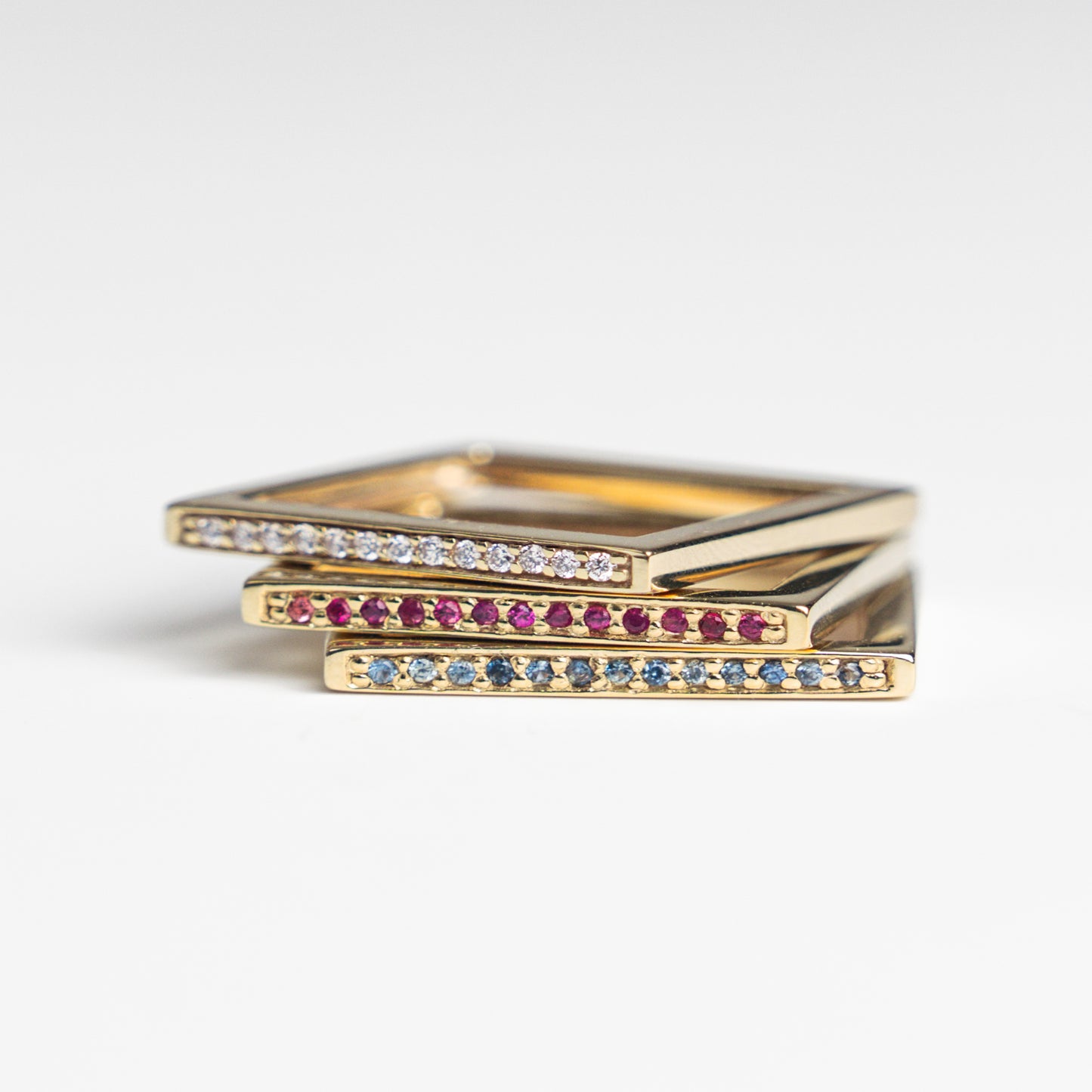 White Diamond Square Ring