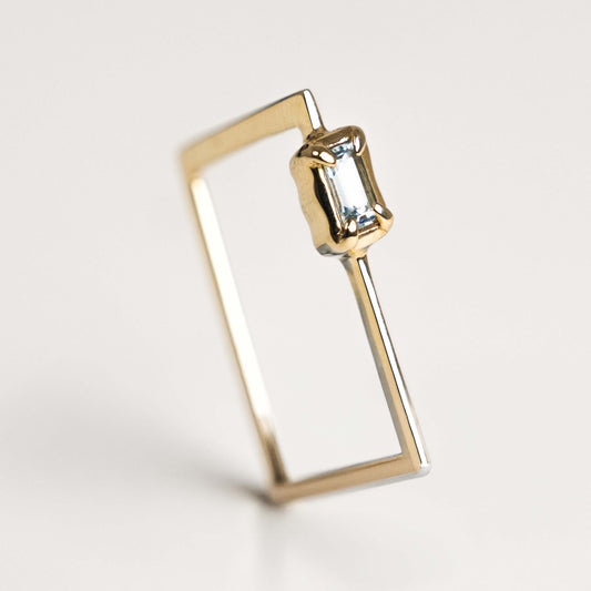 Aquamarine Square Ring