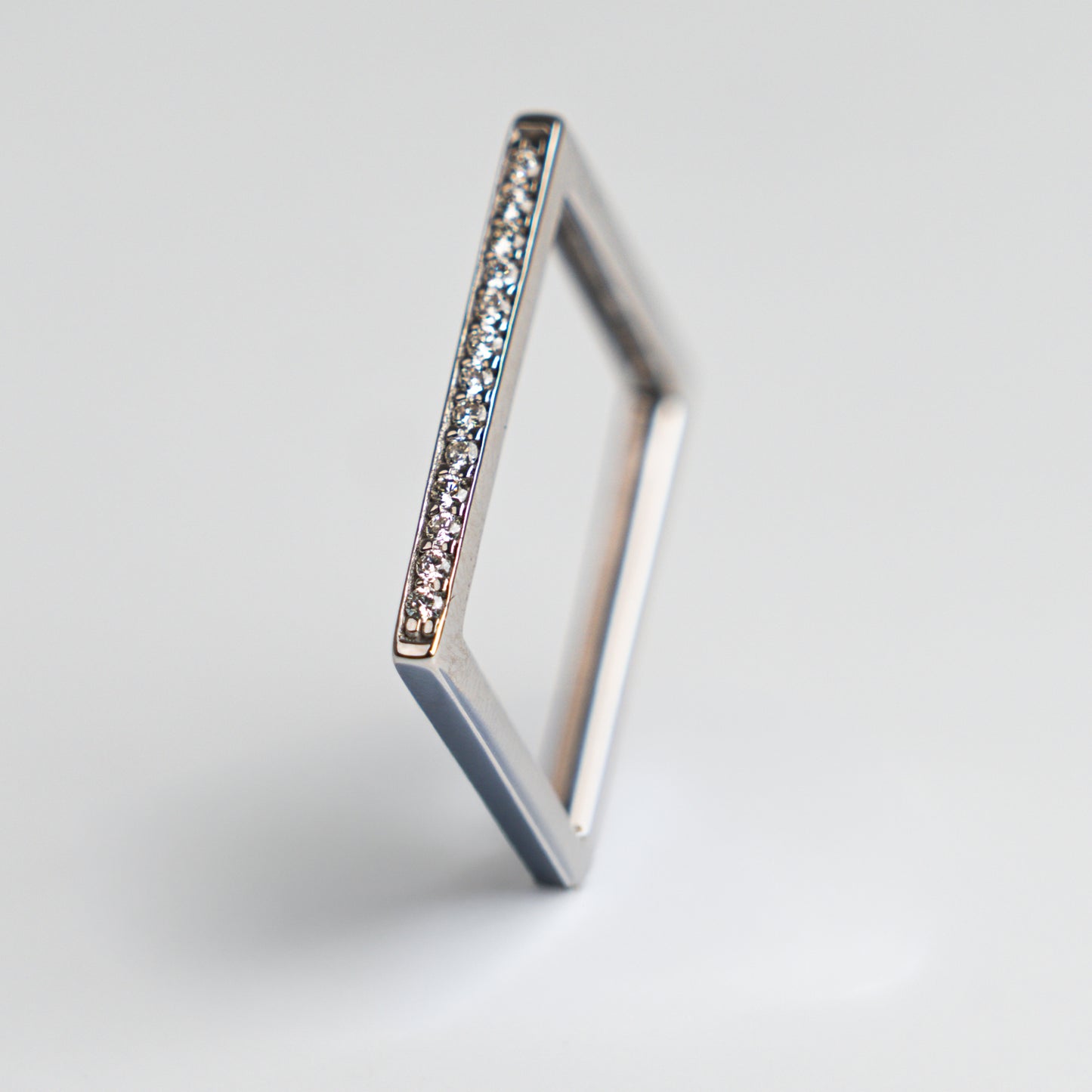 White Diamond Square Ring