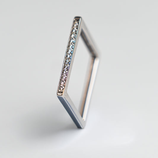 White Diamond Square Ring