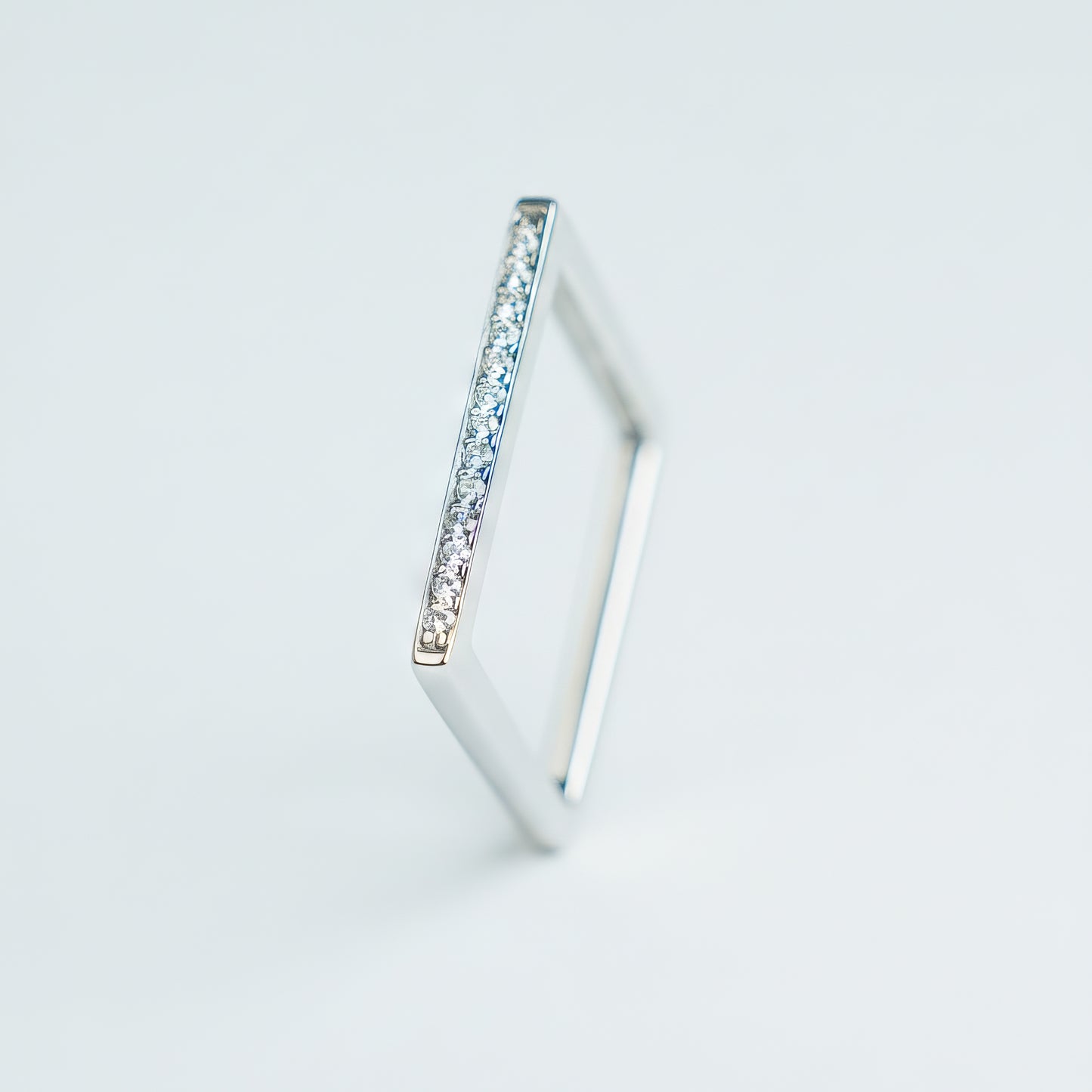 White Diamond Square Ring