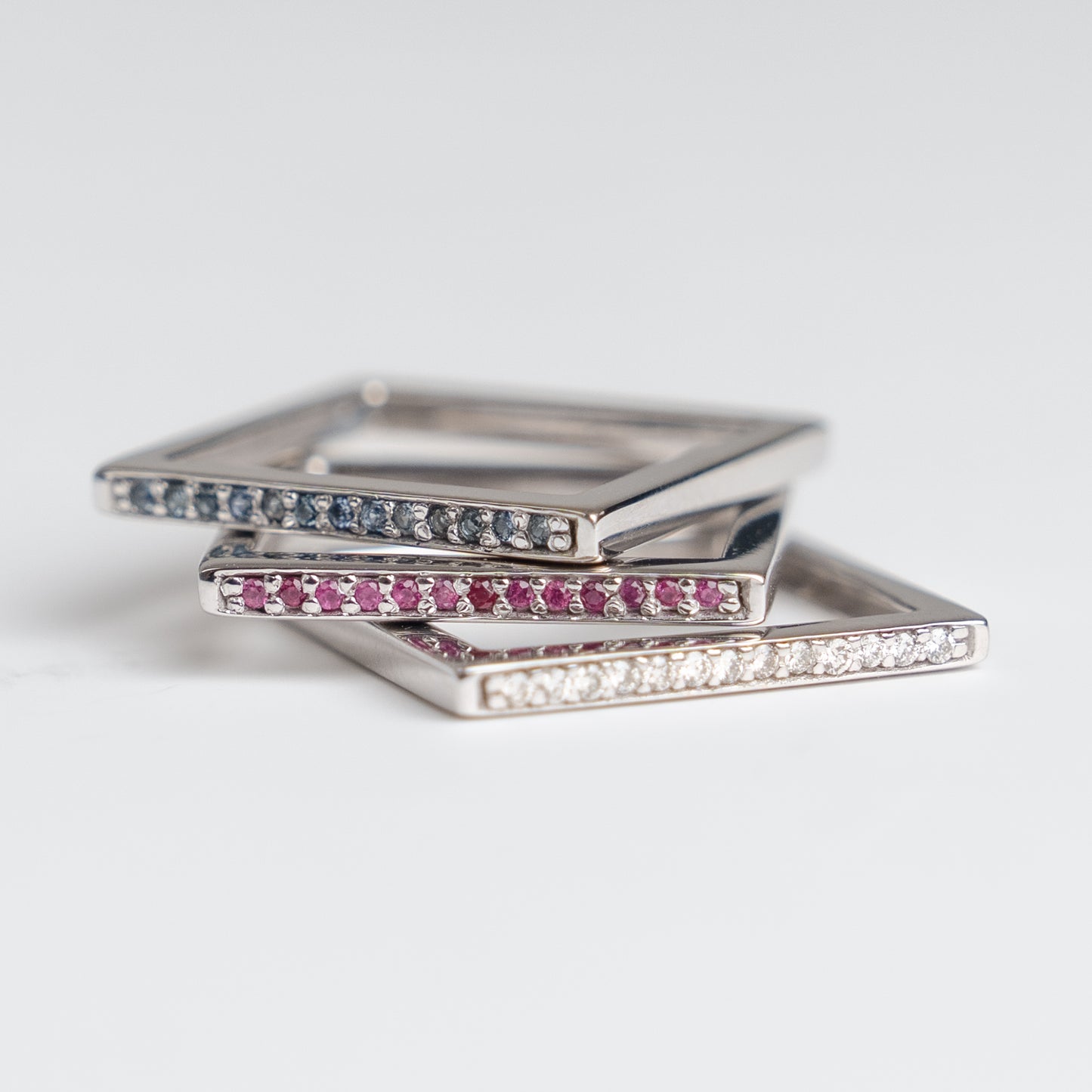 White Diamond Square Ring