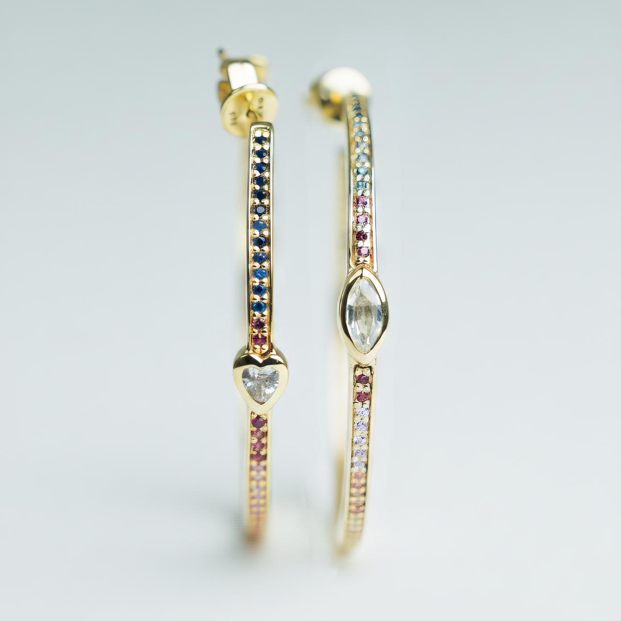 Rainbow Sapphire Hoops