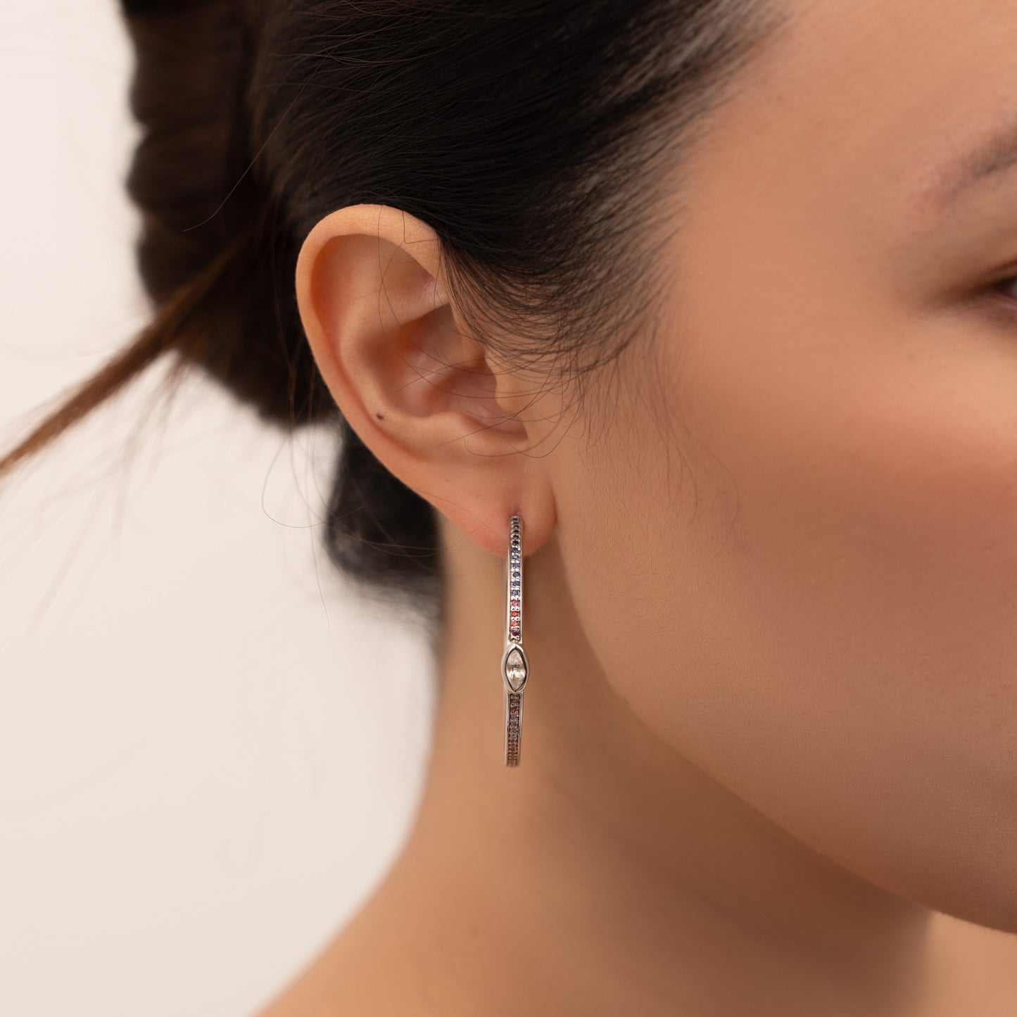 Rainbow Sapphire Hoops