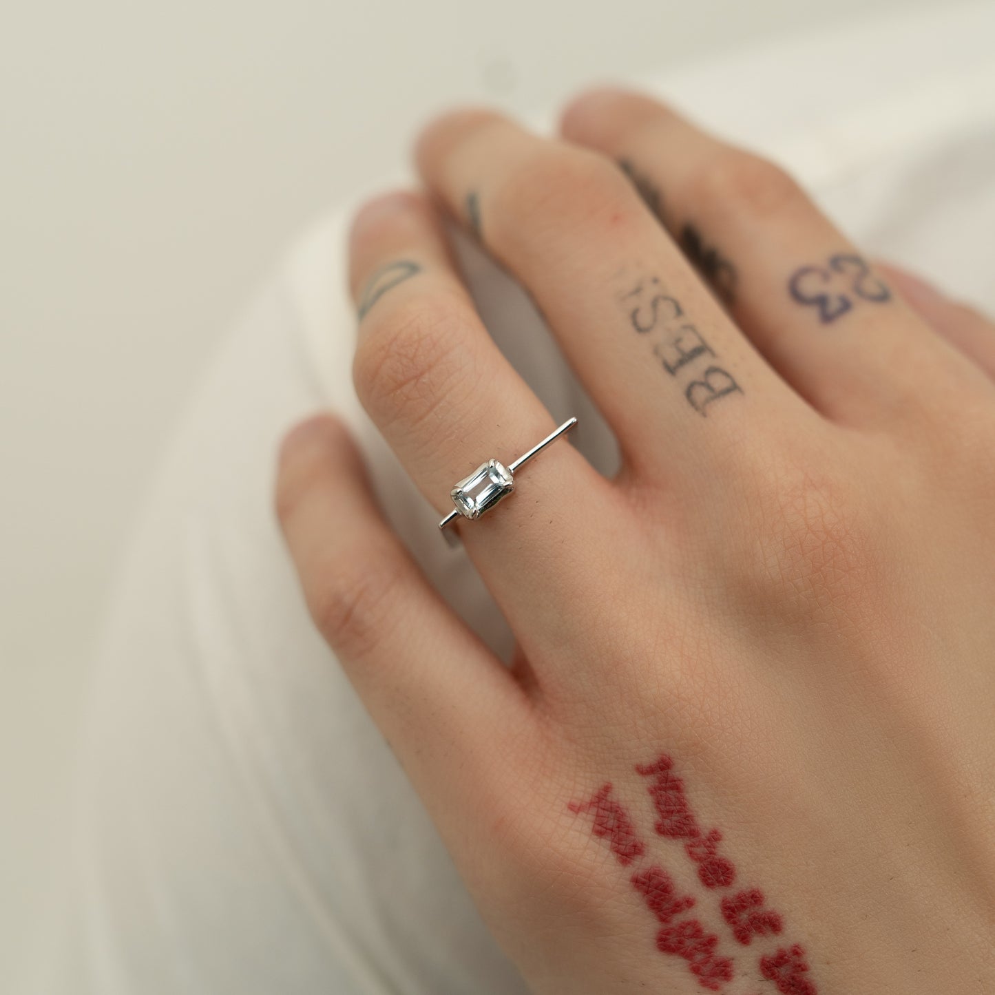 Aquamarine Square Ring