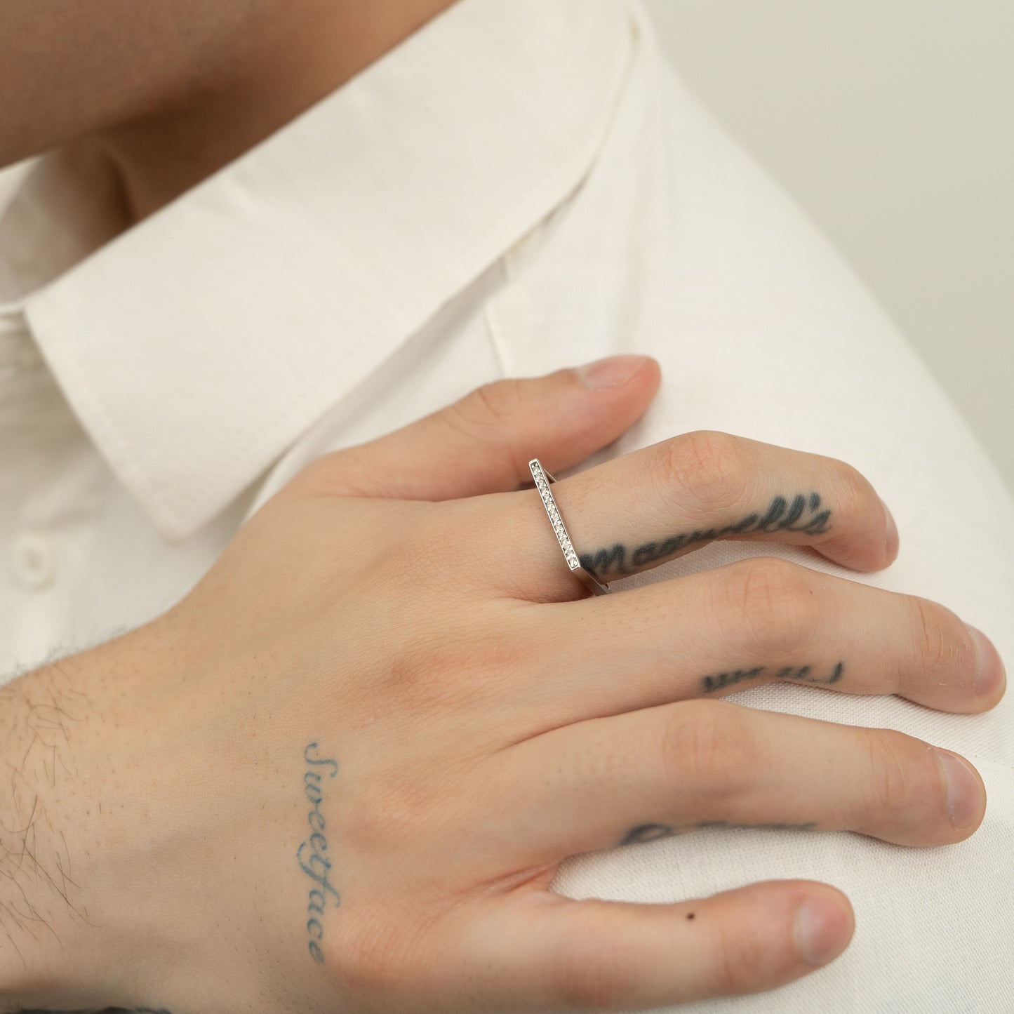 White Diamond Square Ring