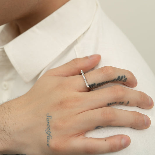 White Diamond Square Ring